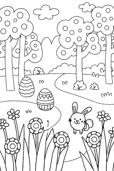 Easter Garden of Surprises Coloring Page