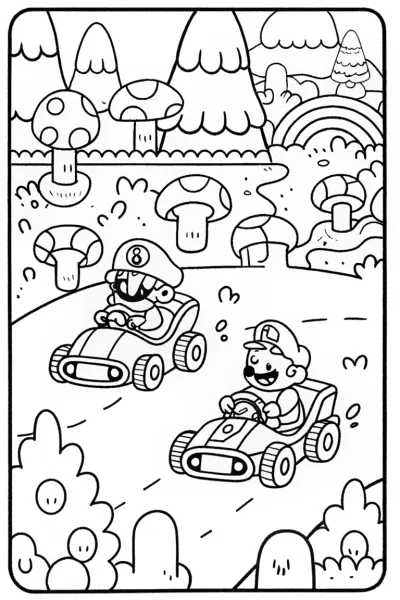 Mario and Luigi’s Racing Adventure Coloring Page