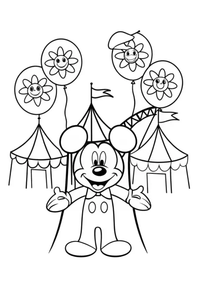 Mickey Mouse’s Enchanted Amusement Park Coloring Page