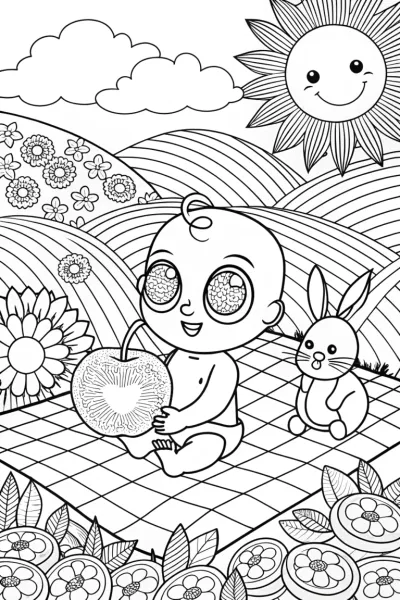 Baby’s First Picnic Adventure Coloring Page