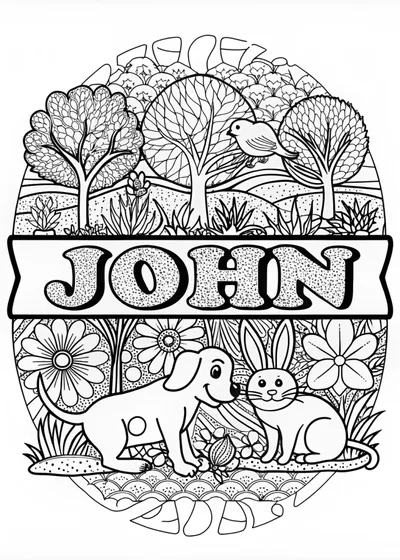 John’s Animal Friends Coloring Page