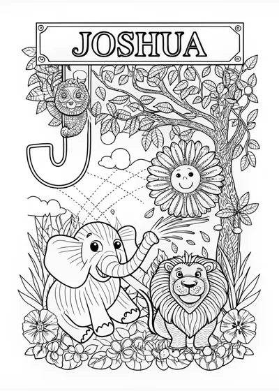 Joshua’s Animal Friends Coloring Page