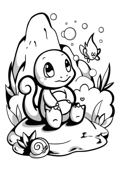 Charmander’s Cozy Volcano Retreat Coloring Page