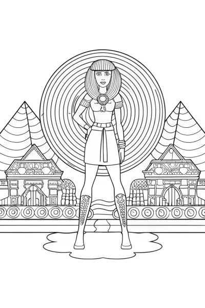 Barbie the Time-Traveling Explorer Coloring Page
