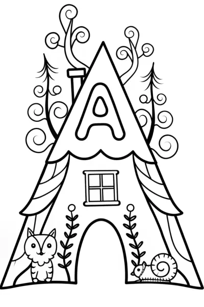 Adventurous Letter ‘A’ Coloring Page