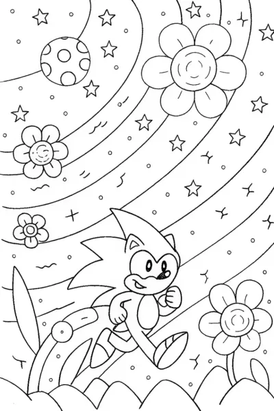 Sonic’s Galactic Garden Adventure Coloring Page
