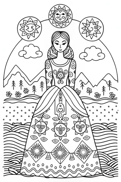 Princess of the Elemental Realms Coloring Page
