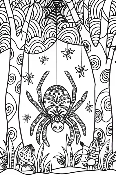 Spider’s Magical Symphony Coloring Page
