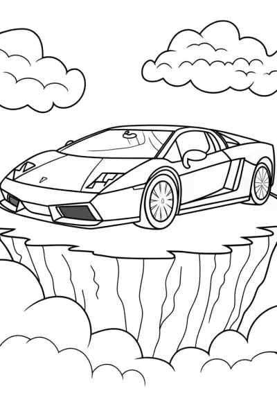 Lamborghini on a floating island