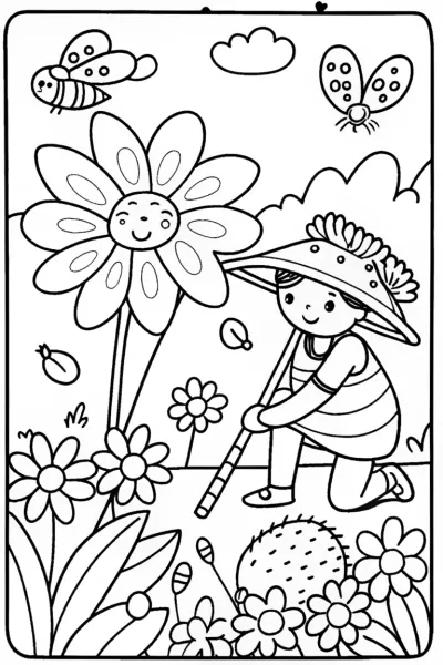 Sunkissed Garden Adventure Coloring Page