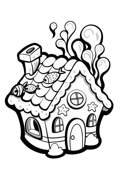Gingerbread House Under the Sea Coloring Page