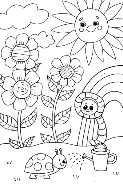 Rainbow Friends’ Garden of Wonders Coloring Page