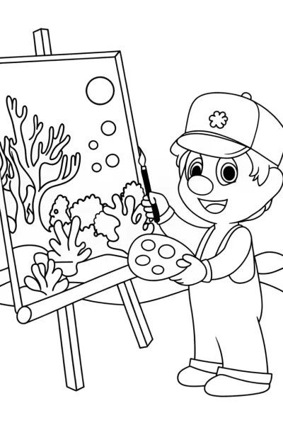 Yoshi painting underwater scene