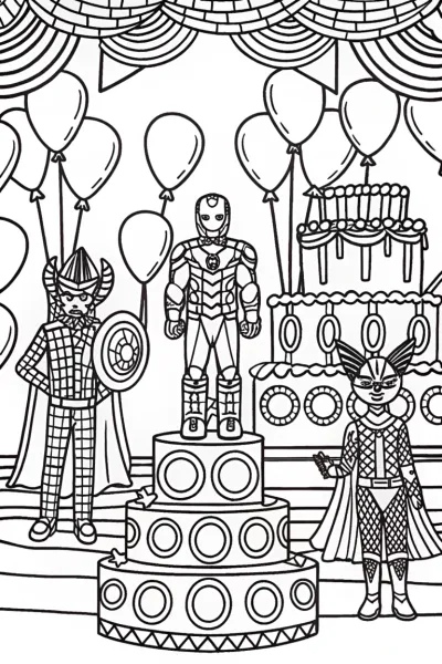 Avengers Costume Party Coloring Page