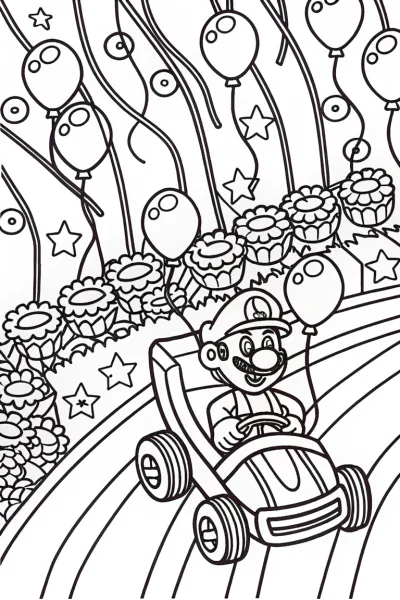 Mario Kart Parade Coloring Page