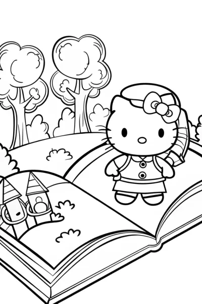 Hello Kitty’s Enchanted Book Adventure Coloring Page