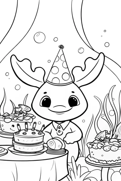 Axolotl Garden Party Coloring Page