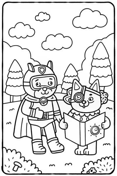 Super Hero Pets Unite Coloring Page
