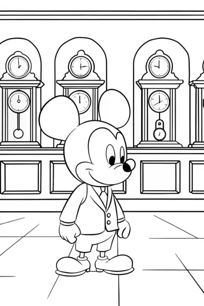 Mickey Mouse in the clock shop