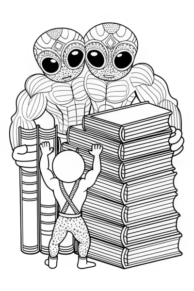 Hulk helps aliens reach books