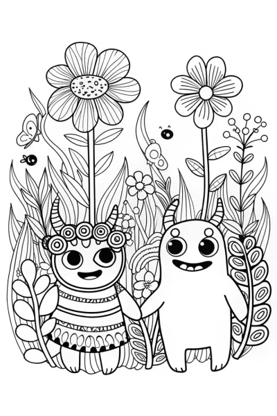 Monster Garden Guardians Coloring Page