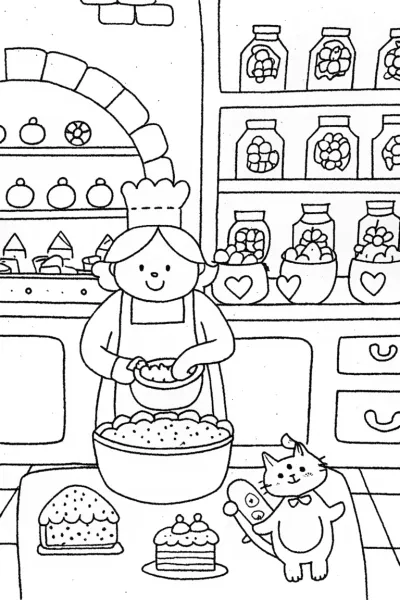 Gabby’s Whimsical Baking Adventure Coloring Page