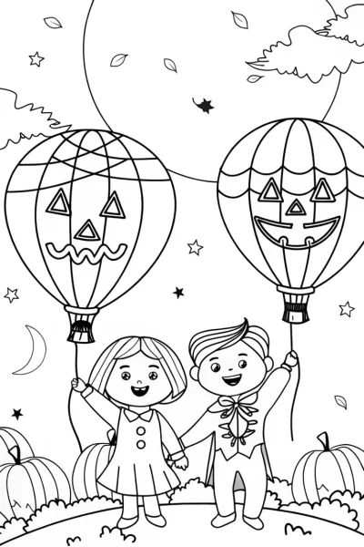 Halloween Balloon Festival Coloring Page