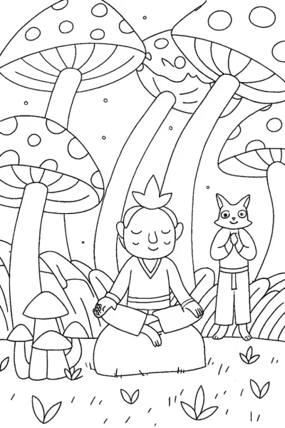 Demon Slayer in the Enchanted Forest Coloring Page