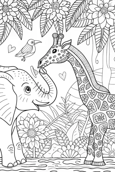 Summer Safari Adventure with Elephant and Giraffe