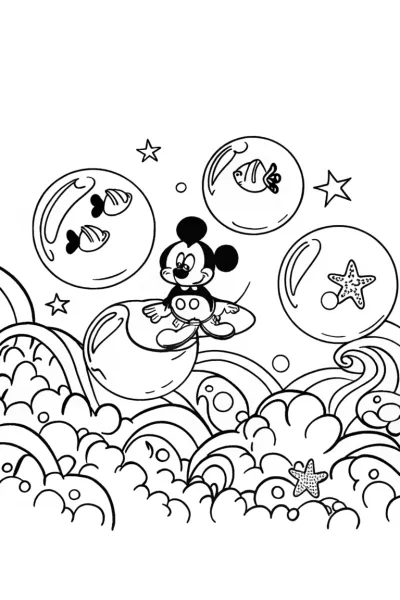 Mickey Mouse’s Dreamy Bubble Adventure Coloring Page