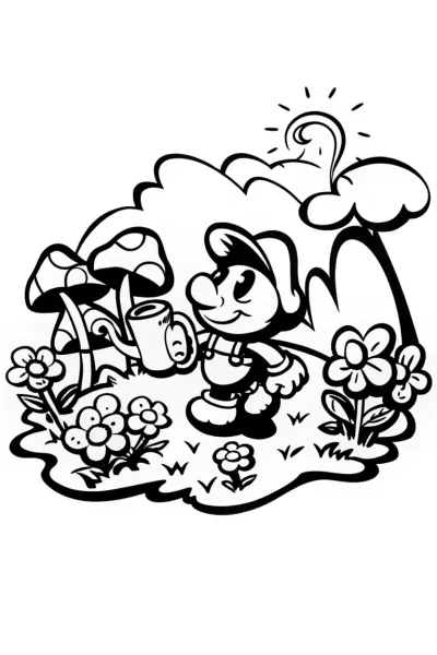 Luigi’s Colorful Mushroom Garden Adventure