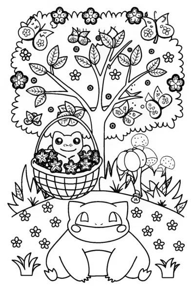 Pokémon Garden of Friendship Coloring Page