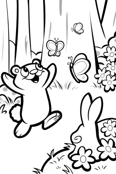 Rainbow Friends’ Magical Forest Adventure Coloring Page