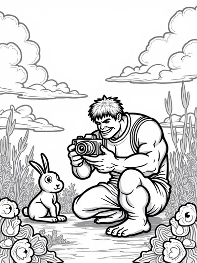 Hulk photographing a bunny