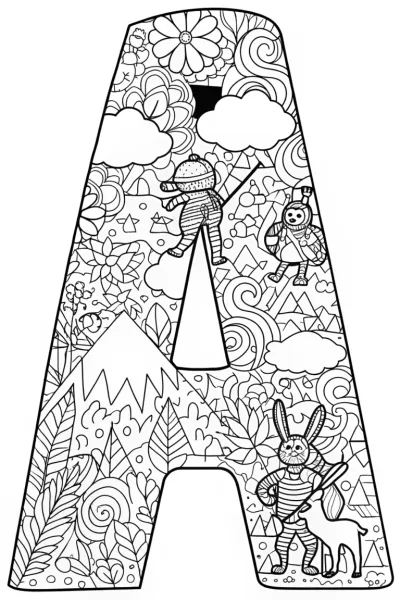 The Adventurous Letter ‘A’ Coloring Page