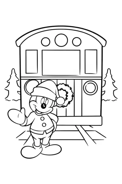 Mickey Mouse at Christmas Train Station