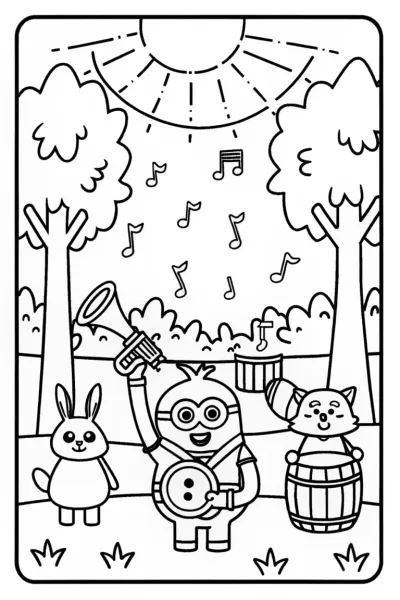 Minion’s Magical Music Festival Coloring Page