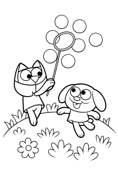 Bluey and Bingo’s Magical Bubble Adventure Coloring Page