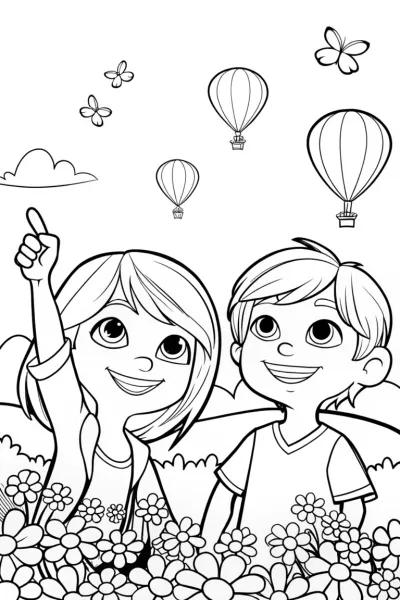Springtime Balloon Festival Coloring Page