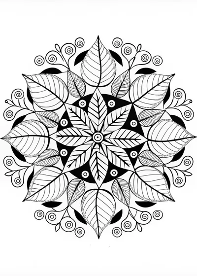 Mandala Leaf Mandala Coloring Page