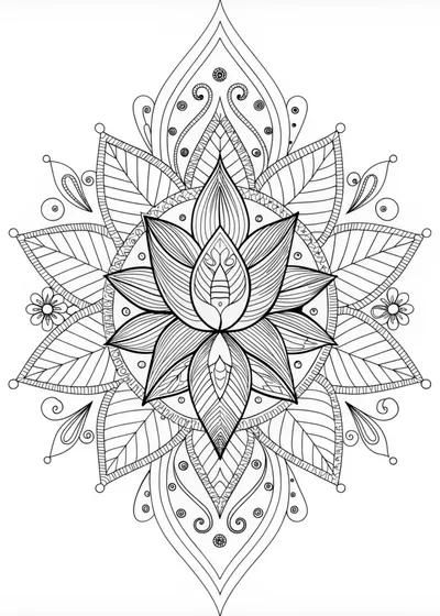 Mandala Lotus Bloom Coloring Page
