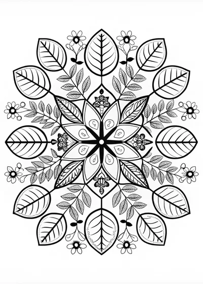 Mandala of Leaves Coloring Page