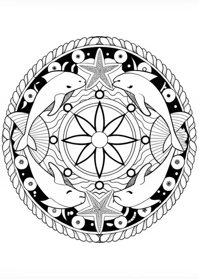Mandala of Playful Dolphins