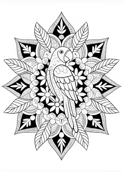 Mandala Parrot Coloring Page