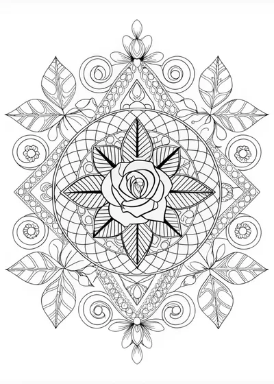 Mandala Rose Coloring Page