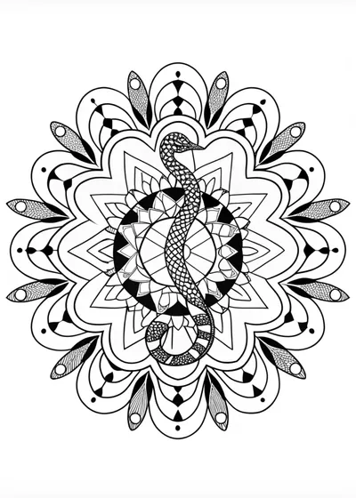 Mandala Serpent Harmony Coloring Page