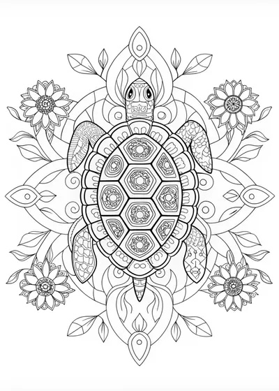 Mandala Turtle Coloring Page