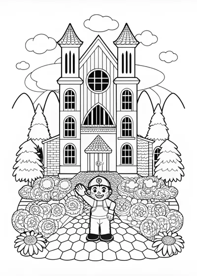 Mario at the Castle Coloring Page