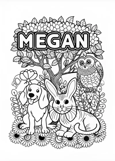 Megan’s Animal Friends Coloring Page