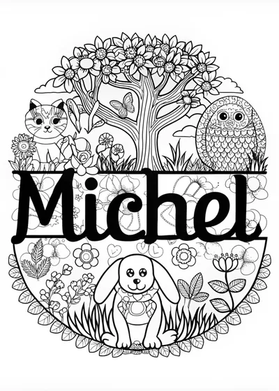 “Michel’s Animal Friends Coloring Page”